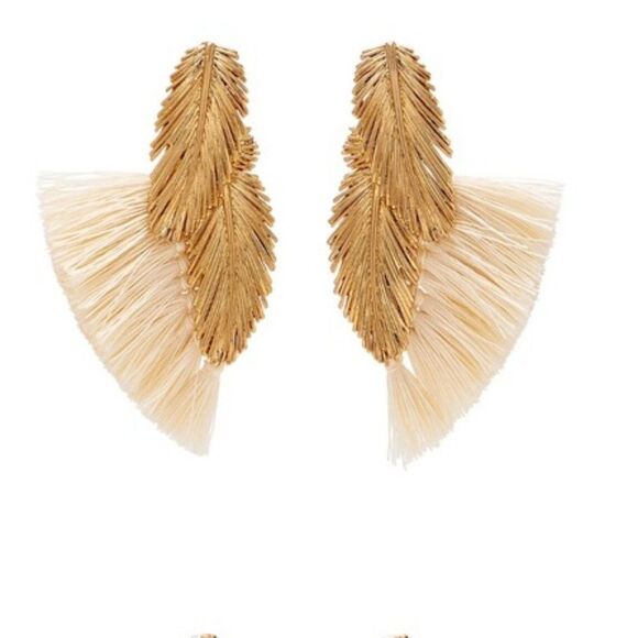 India Hicks Golden Beach Feather Tassel Gold Earrings - New  India Hicks Golden Beach Earrings - New